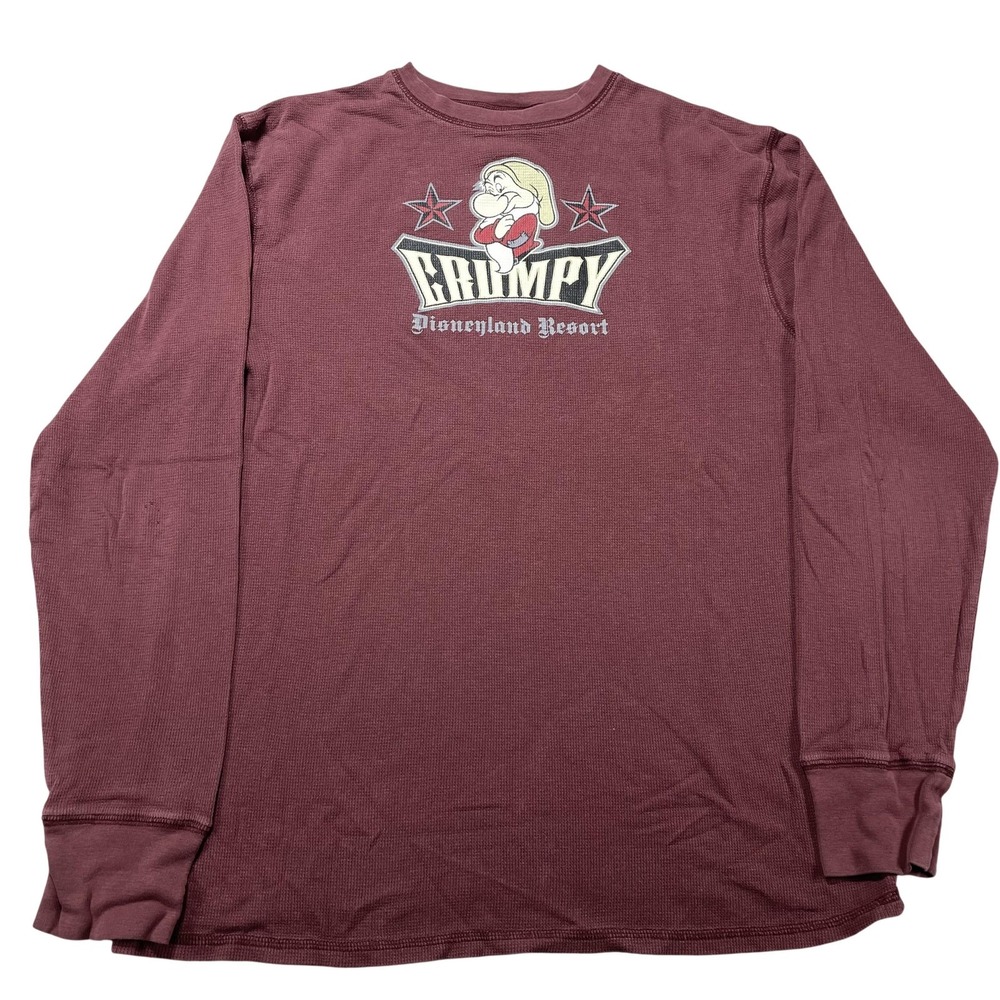 Disneyland Resort Grumpy Shirt Mens Large Red Thermal Long‎ Sleeve Tee Disney